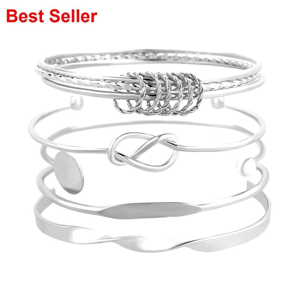 Copper Multi Layer Stackable Bangle Bracelets Set Adjustable Cuff